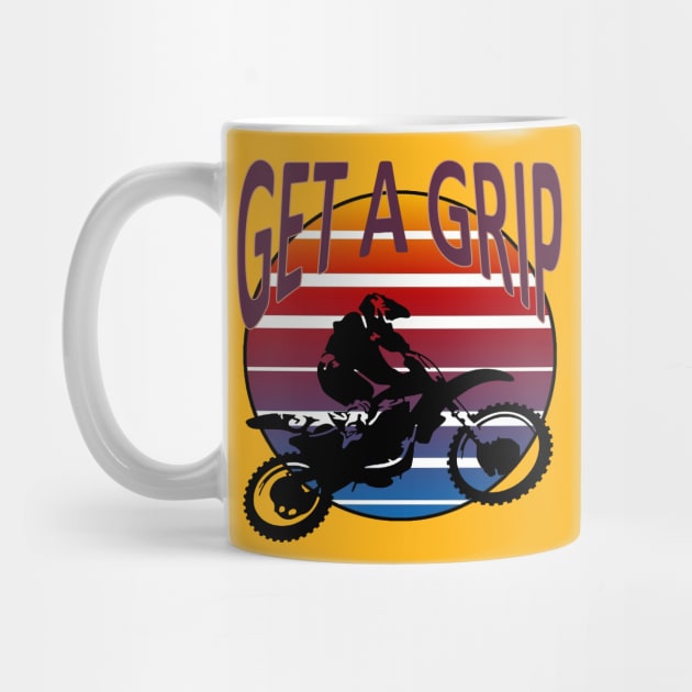 Get A Grip Motor X  Dirt Bike Retro Sunset Art by taiche